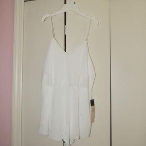 LIRA White Ribbed Tank Romper